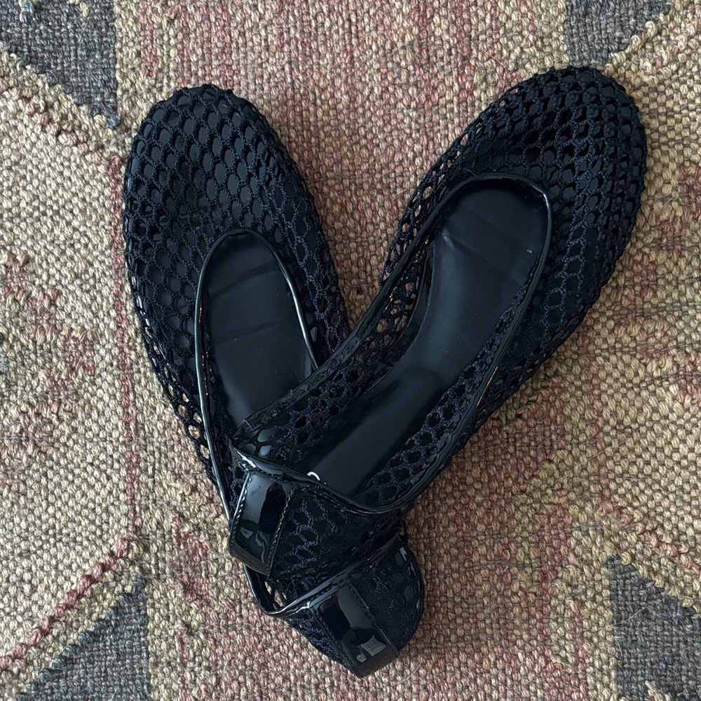 Mango Black Mesh Women's Flats